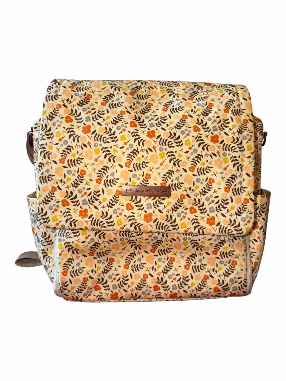Petunia Pickle Bottom Cream Floral Crossbody Bag with Orange & Yellow Accents